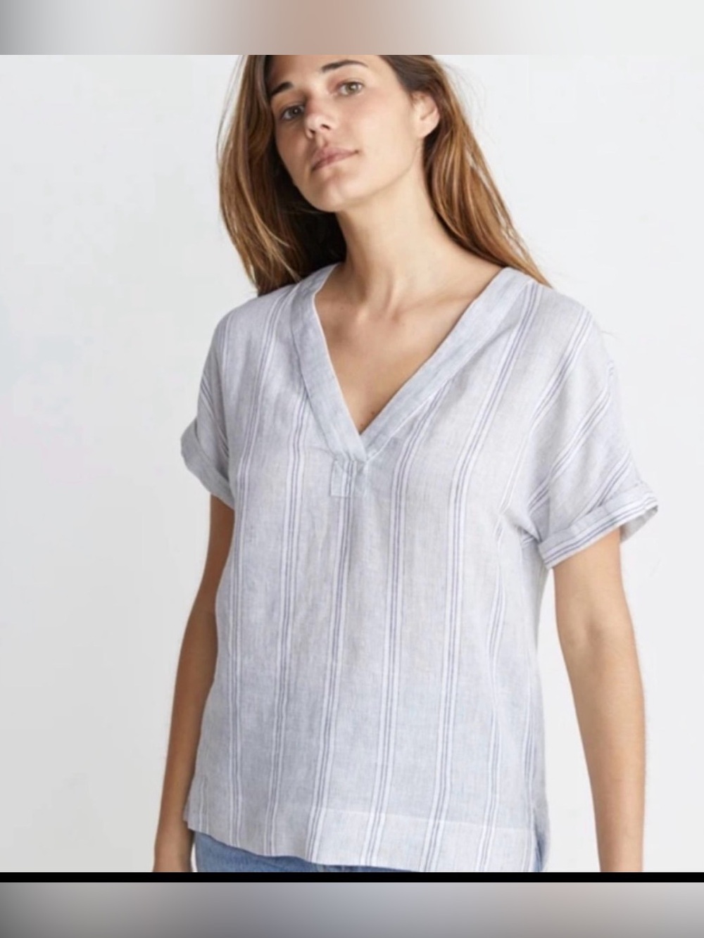 Marine Layer Bali Linen blend pop over V neck size medium